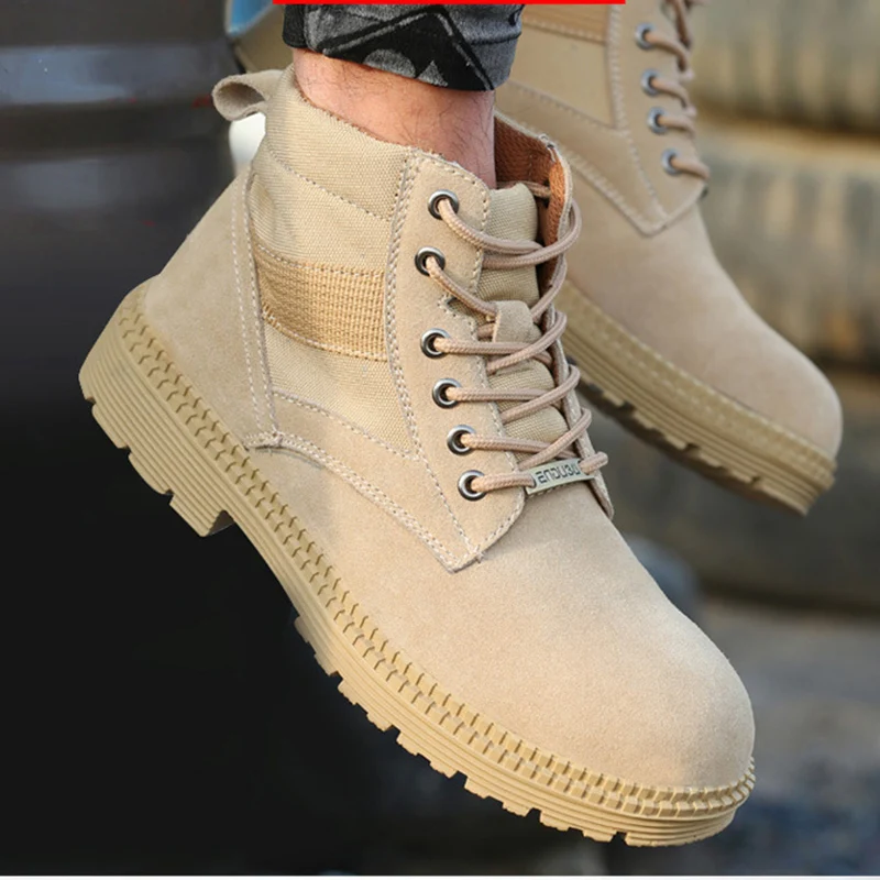 MRCAVE/Мужская Рабочая обувь со стальным носком ботильоны с защитой от проколов