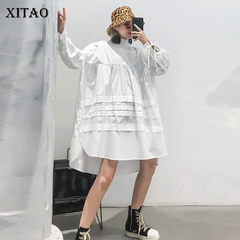 XITAO Tide плюс размер плиссированное платье бандаж бант женская одежда весна 2020