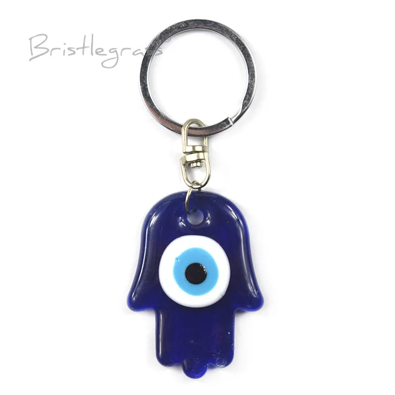 BRISTLEGRASS Турецкая голубой Дурной глаз Хамса Брелоки для ключей с рукой брелки