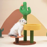 cactus style sisal cat scratching post cat climbing frame tree tower playing ball toys jumping platform furniture pet products