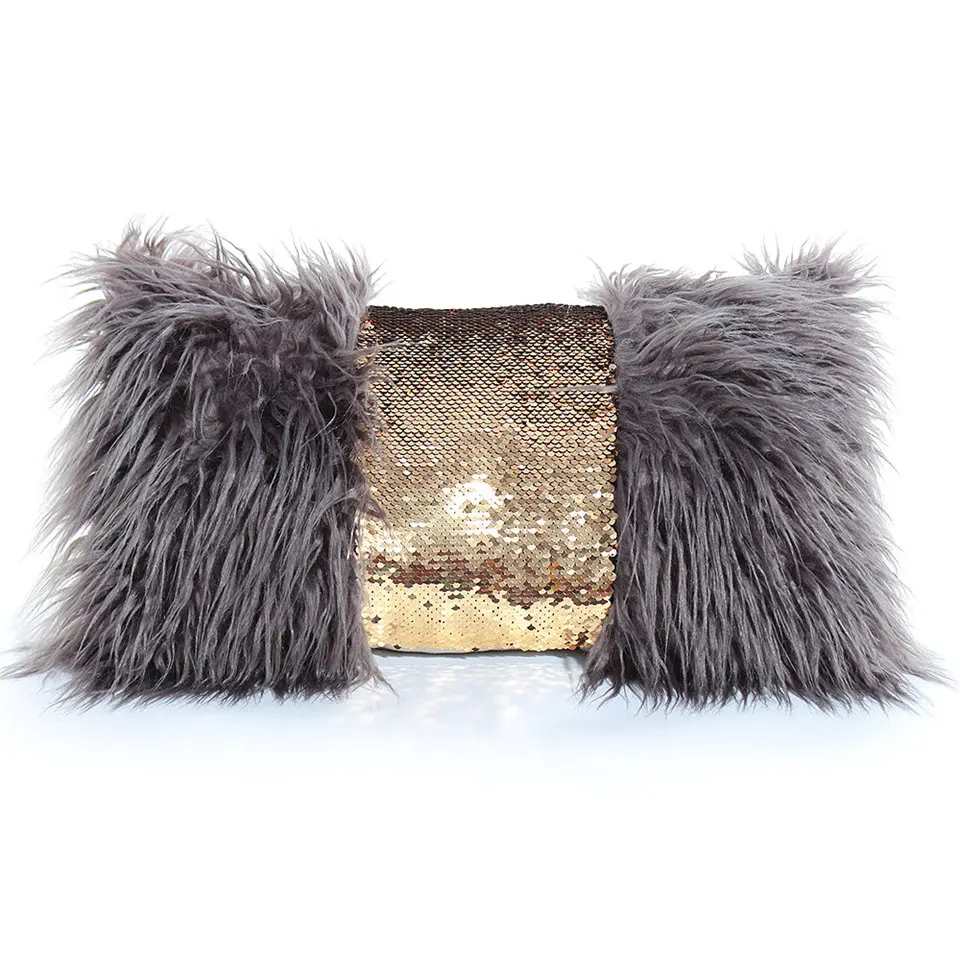 Чехол с золотыми блестками и бантом из искусственной шерсти плюшевая пушистая