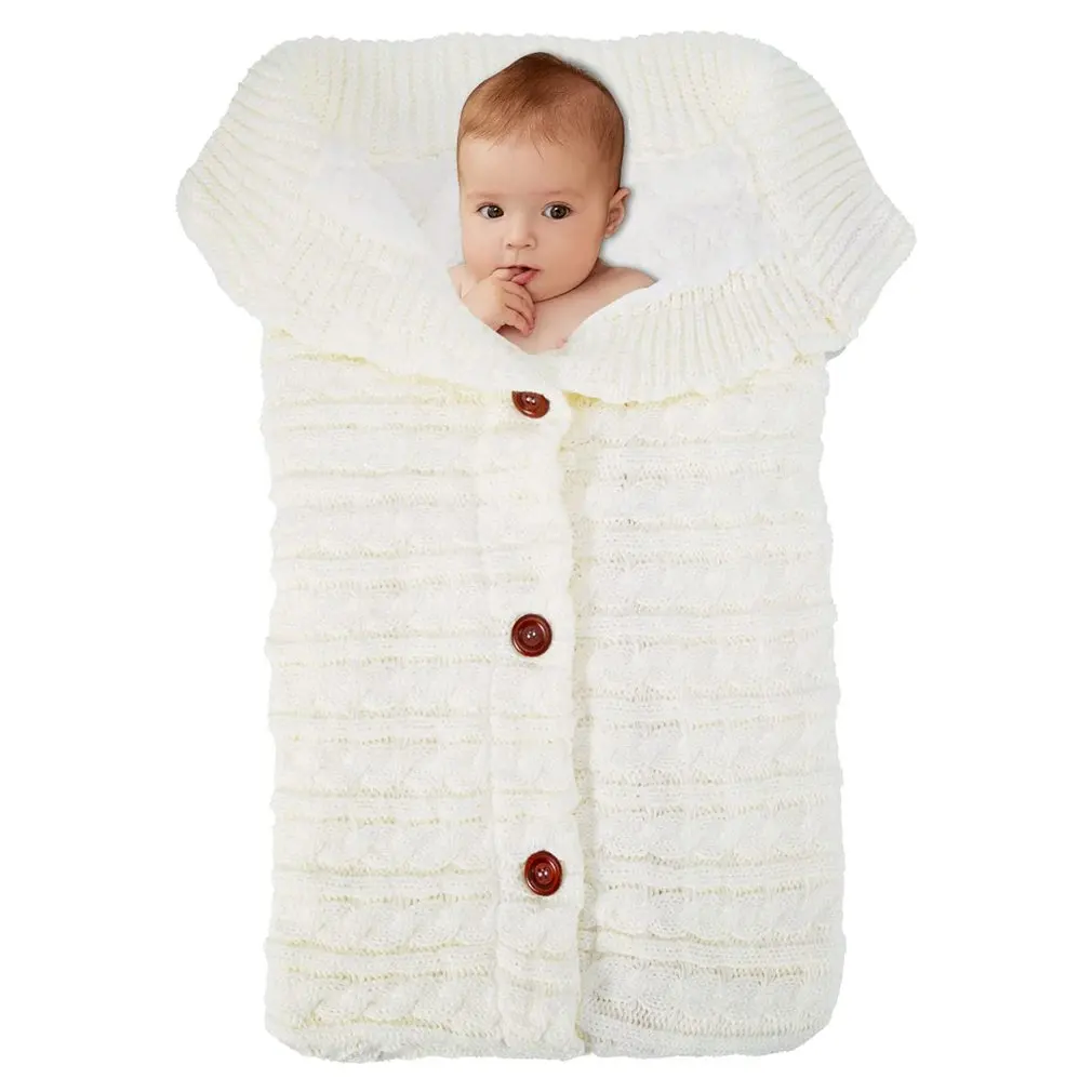 

Осеннее модное одеяло для новорожденных, вязаный крючком спальный мешок, плотное вязаное мягкое теплое одеяло, спальный мешок