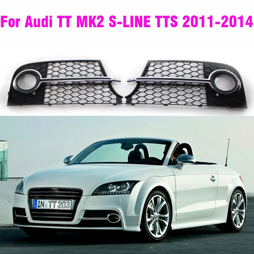 Gloss Black RS Style Honeycomb Car Front Fog Light Grille Cover For Audi TT MK2 S-Line TTS 2011-2014 8J0807681KT94