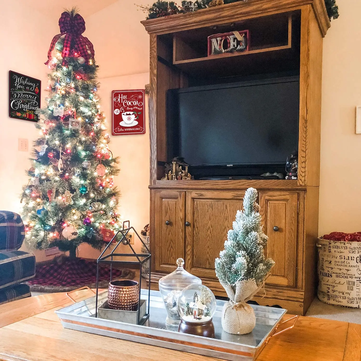 Рождественские декоративные знаки фермерские красные Горячие какао винтажные