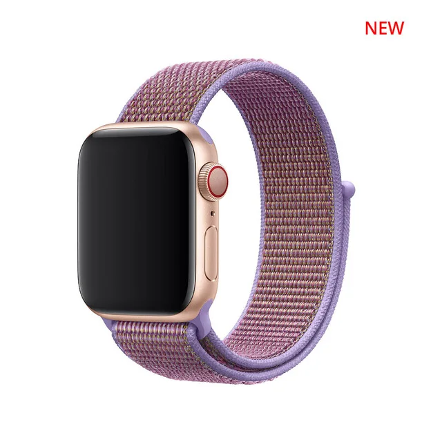 Lilac UEBN нейлоновая Спортивная петля для Apple Watch Series 4 44 мм 40 мм ремешок для часов браслет ремешок для iwatch 4 42 мм 38 мм ремешки для часов - Цвет ремешка: Lilac