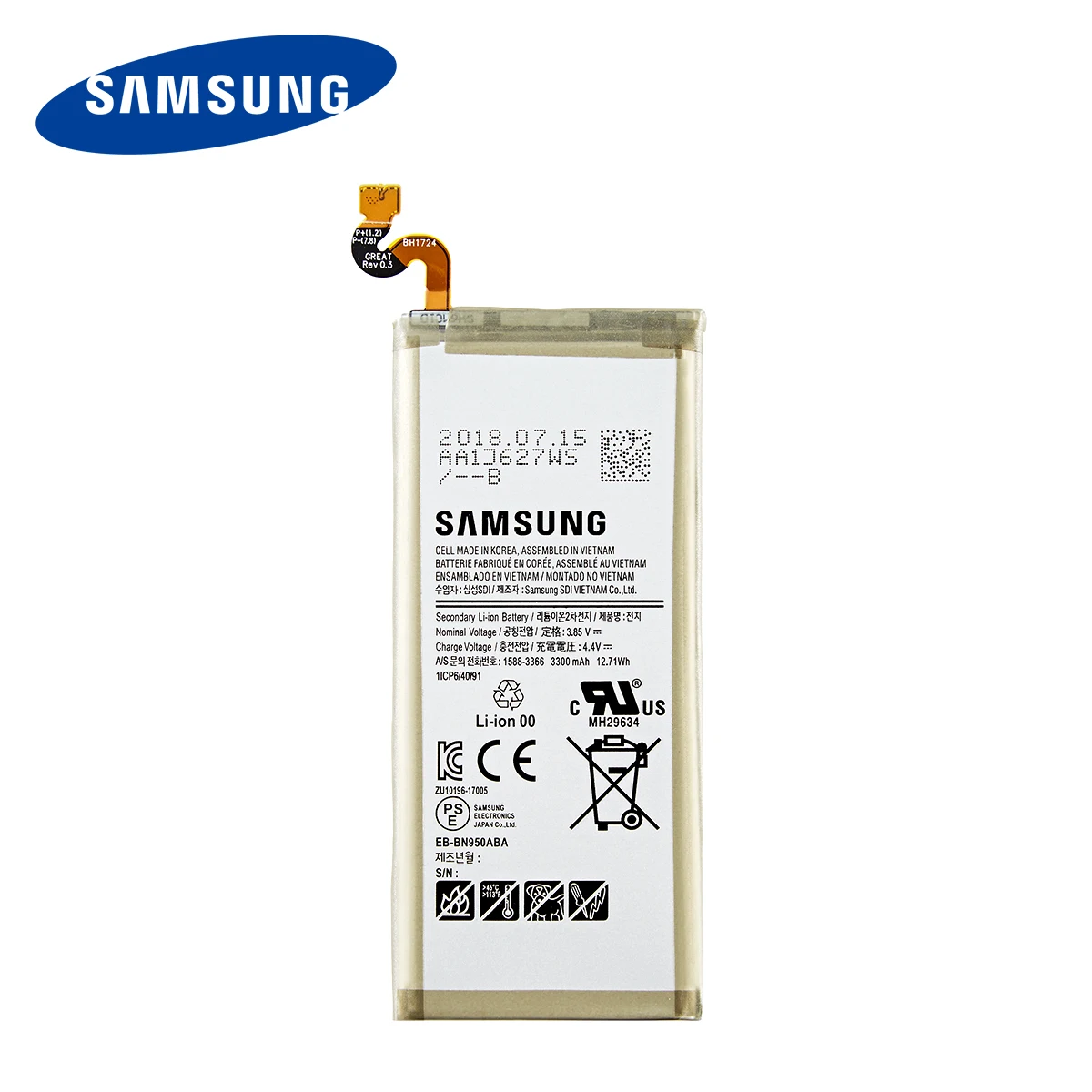 Оригинальный телефон SAMSUNG аккумулятор 3300 мАч для Samsung GALAXY Note 8 N9500 N9508 EB-BN950ABA N950F N950U
