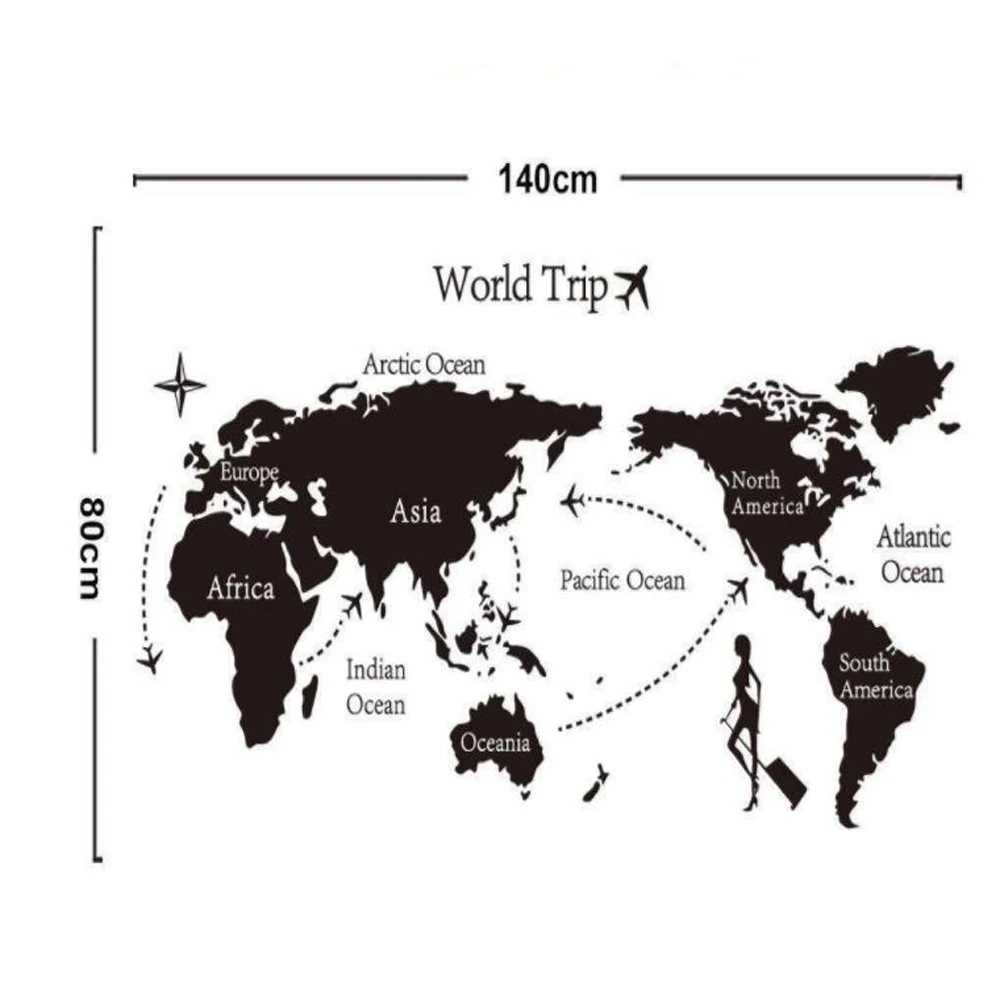 Карта мира виниловые наклейки на стену ПВХ DIY самоклеющиеся для детской спальни