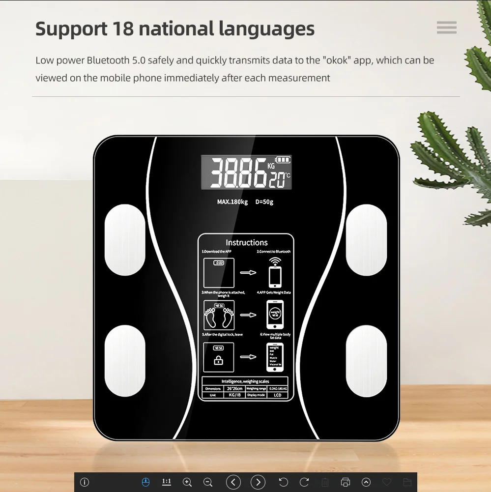 Цифровые весы для измерения жира тела Умные Bluetooth-совместимые беспроводные