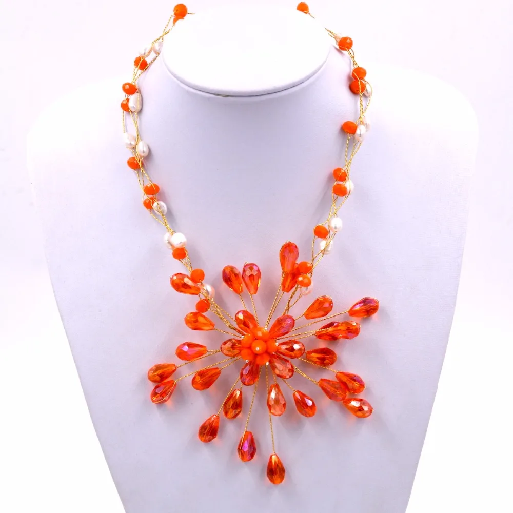 2017 new design orange crystal firework necklace for women | Украшения и аксессуары