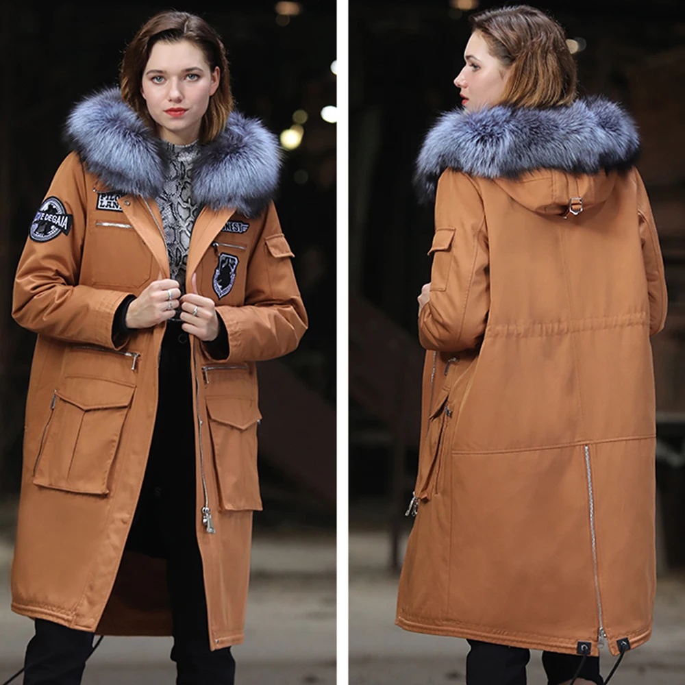 Новая пара Одинаковая одежда зимние теплые парки с натуральным кроличьим мехом