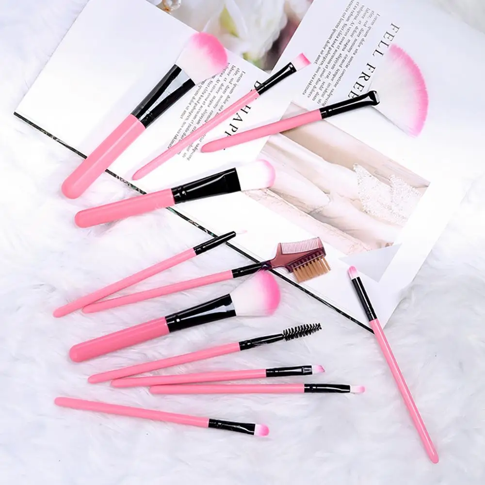 12Pcs/Set Professional Makeup Brushes Tool Eye Shadow Foundation Eyebrow Lip Brush cosmetics Leather Cup Holder Case Kit | Красота и