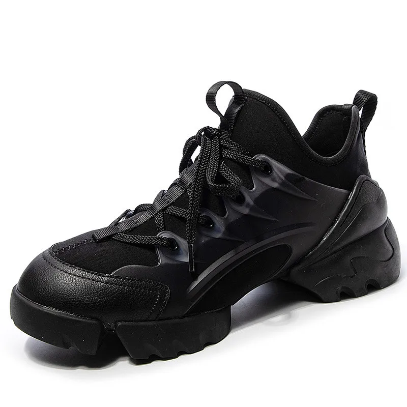 Spring and autumn thick bottom increased sports shoes female new super fire net red star models wild casual sports old shoe - Цвет: black