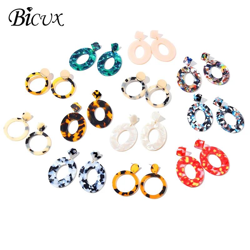 BICUX модные богемные массивные акриловые Висячие серьги для женщин винтажные