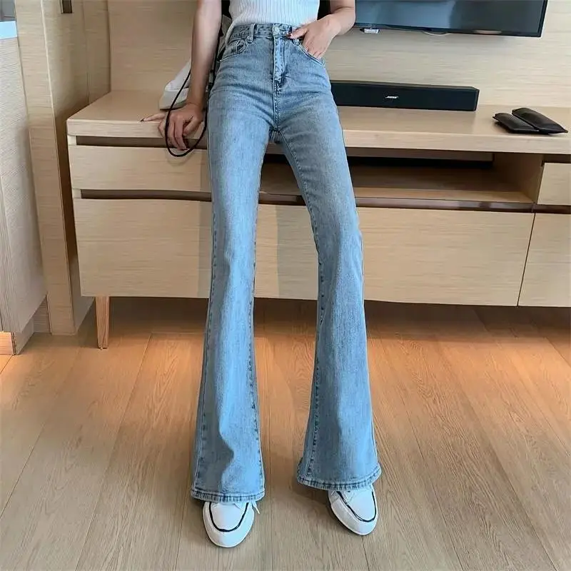 

2021 spring and autumn new split micro flared pants high waist pants Wide Leg Jeans slim pants women's wear
