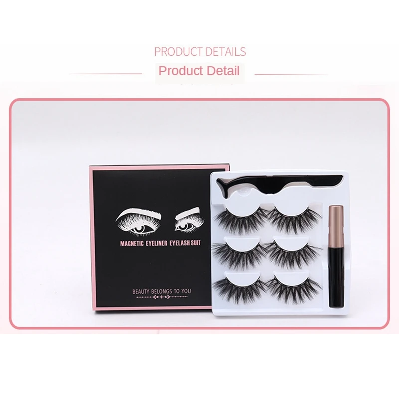 POPULASHES 5 Magnetic 3 Pairs Natural Long Lashes Tweezers Waterproof Eyeliner Set Magnet False Eyelashes Dramatic Makeup Kit | Красота и