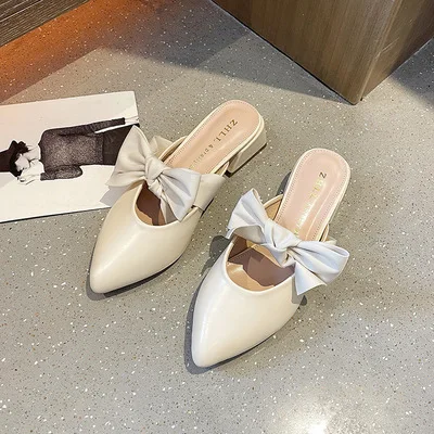 

women semi-slippers Baotou Summer wear fairy sandals fat feet wide fat size shoes 2021 woman pumps