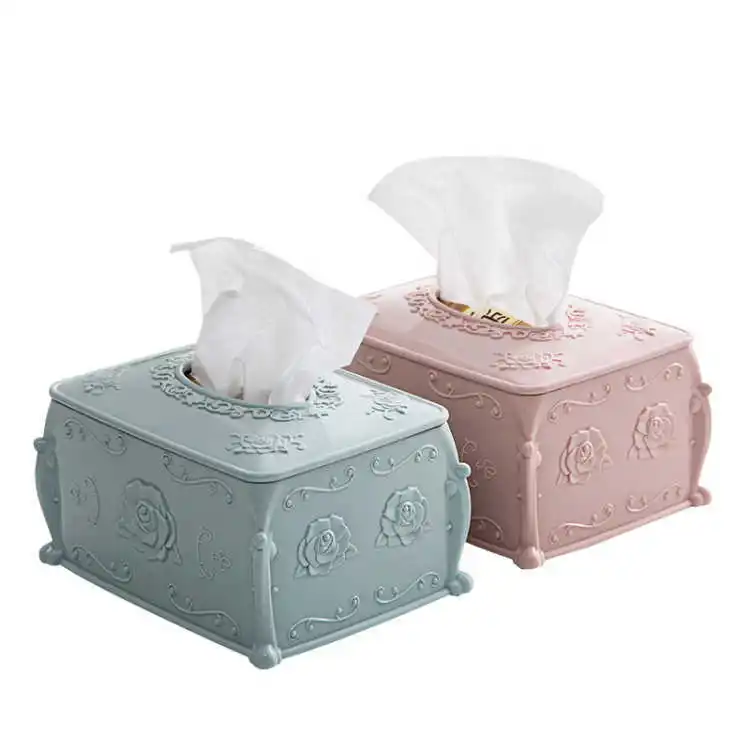 

Fashion carved plastic tissue box living room carton napkin household tissue storage box