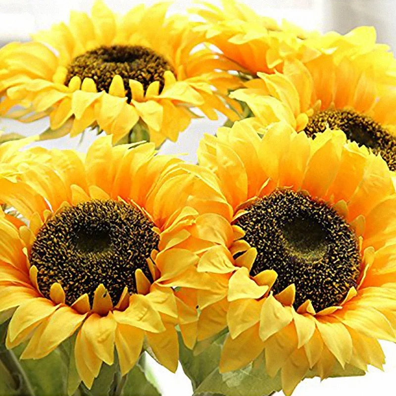 4 шт. искусственные Подсолнухи с большой головой длинные длинным стволом