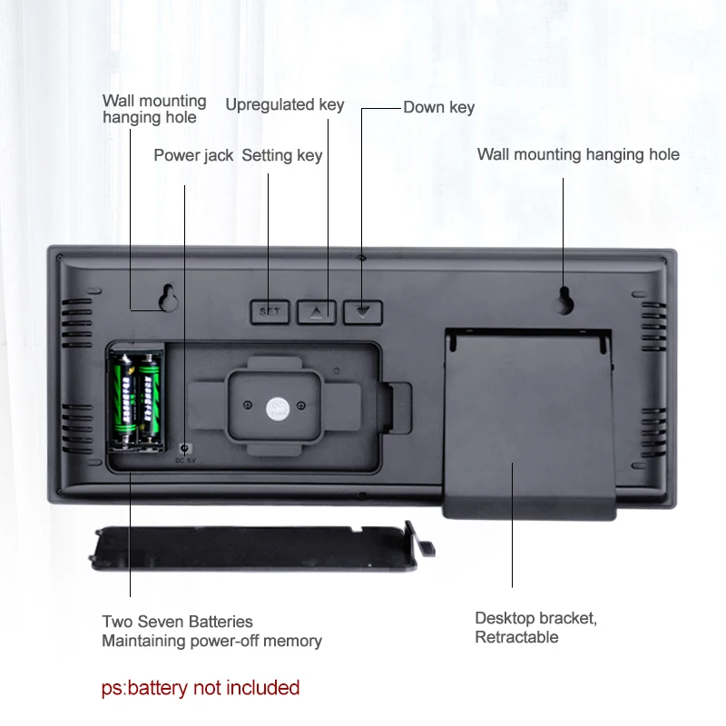 Большие светодиодные настенные часы с календарем, термометром, неделей и цифровым декором для дома на столе.