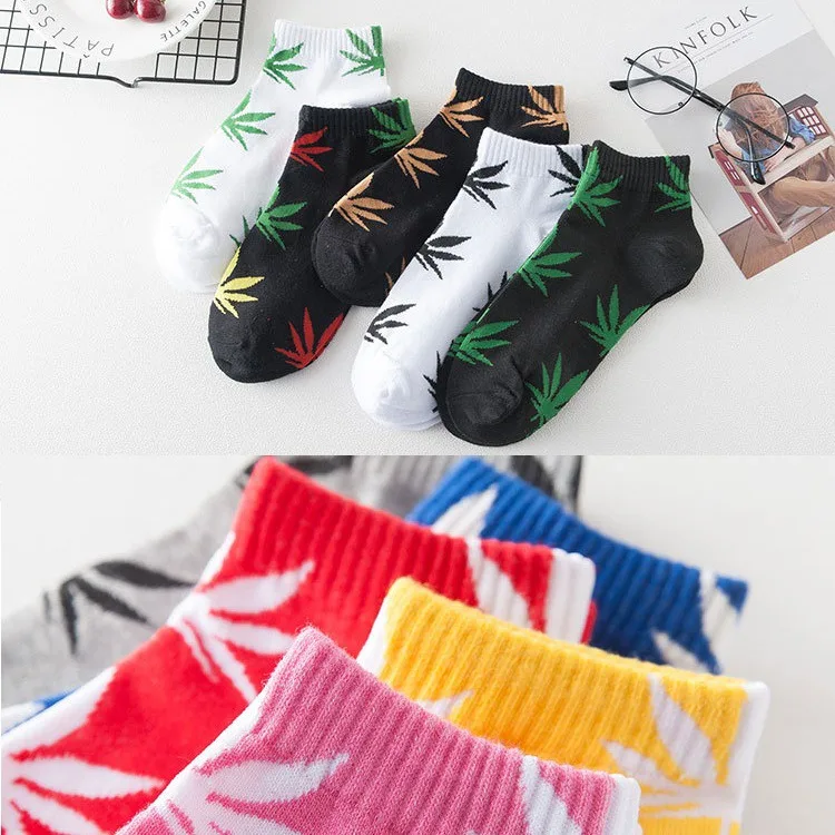 

Fashion Maple leaf Socks Men Harajuku Skateboard Hip Hop Maple Leaf Socks mens Street Boat Socks Weed Hip Hop Women Short Socks