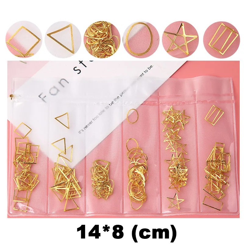 

1Bag 6 Styles Mixed Gold And Silver Star Month Hollow Alloy Studs Nail Art Metal Decoration Manicure Nails Accessories Supplies