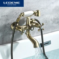 ledeme luxury brass bathtub faucet wall deck mounted dual handles with telephone type hand shower bath shower faucets l3119c