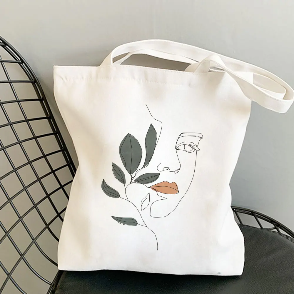 

Cartoon Abstract Sketch Casual Harajuku Female Shoulder Canvas Bag Ins Large Capacity Tote Fashion Reusable Ladies Shopping Bags