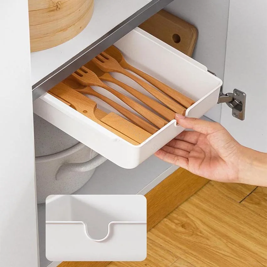 

Self Stick Pencil Tray Under Desk Drawer Table Organizer Room Decor Cosmetic Storage Box Under Cabinet Storage For Kitchen