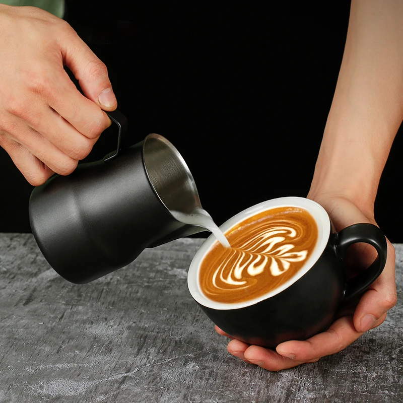 Jarra italiana de caf&eacute; 304, jarra de leche, jarra de espuma, taza de flores, Espresso para Barista, Logo personalizable-1