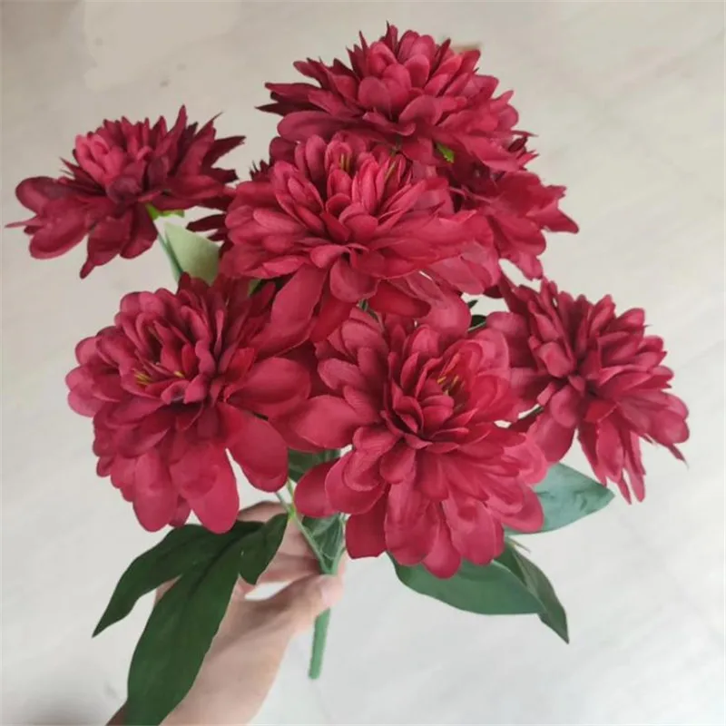 

7P Fake Dahlia (9 heads/bunch) 18.11" length Simulation Compositae Oriental Daisy for Wedding Home Decorative Artificial Flowers