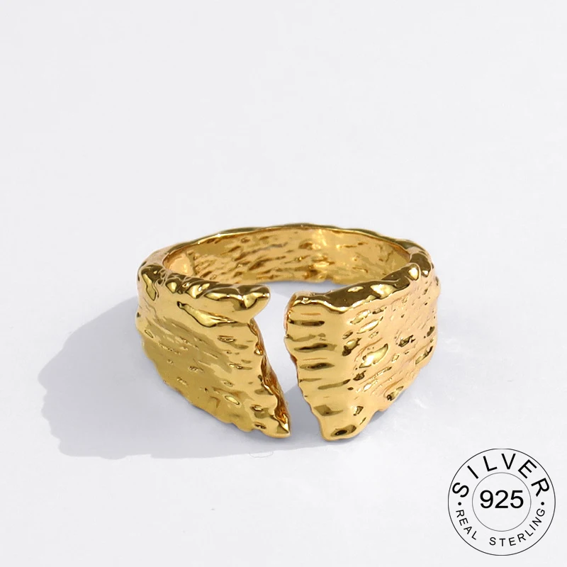 

Минималистский 925 Серебряные кольца для женщин модные креативные Hug Золотой неровный с геометрическим рисунком на день рождения вечерние ювелирные изделия