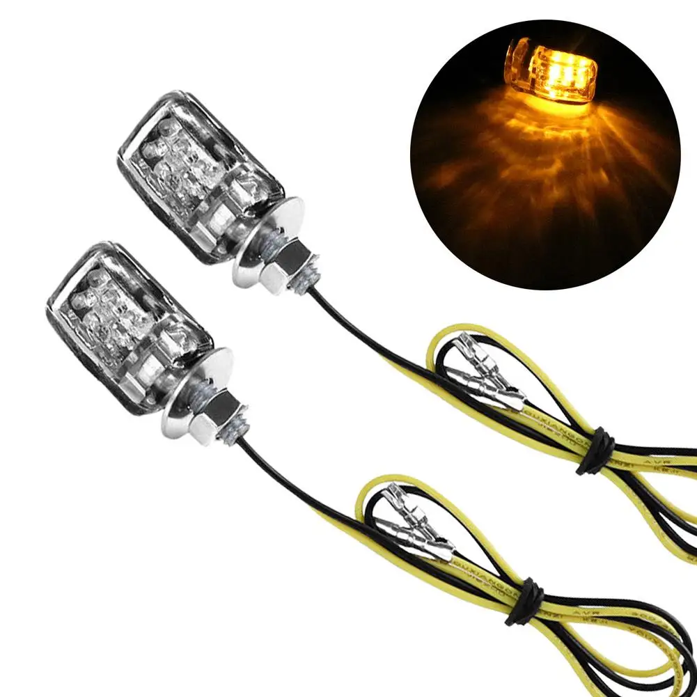 

2 шт. индикатор сигнала мотоцикла Поворотная лампа желтая лампа для мотоцикла светодиодный указатель поворота мигающий предупреПредупрежд...