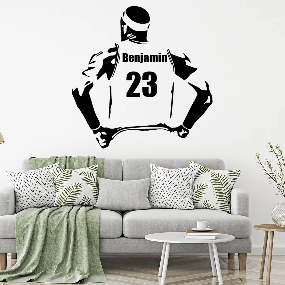 Personalized Custom Name Sports Wall Sticker Football Basketball Hockey Player Home Decor For Living Room Art Decal Wallsticker