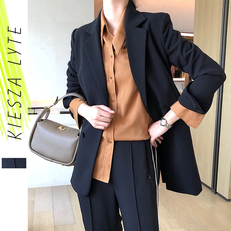 Женский костюм с лацканами весенний дизайнерский черный блейзер асимметричным