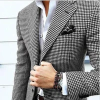 2 pieces men suits vintage costume homme houndstooth blazer pants formal wedding groom business causal prom daily tailored