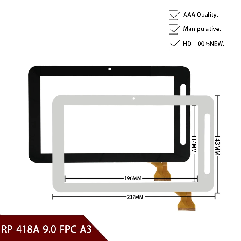 100% New For 9" RP-418A-9.0-FPC-A3 Tablet touch screen panel Digitizer Glass Sensor replacement 237*143MM Free shipping