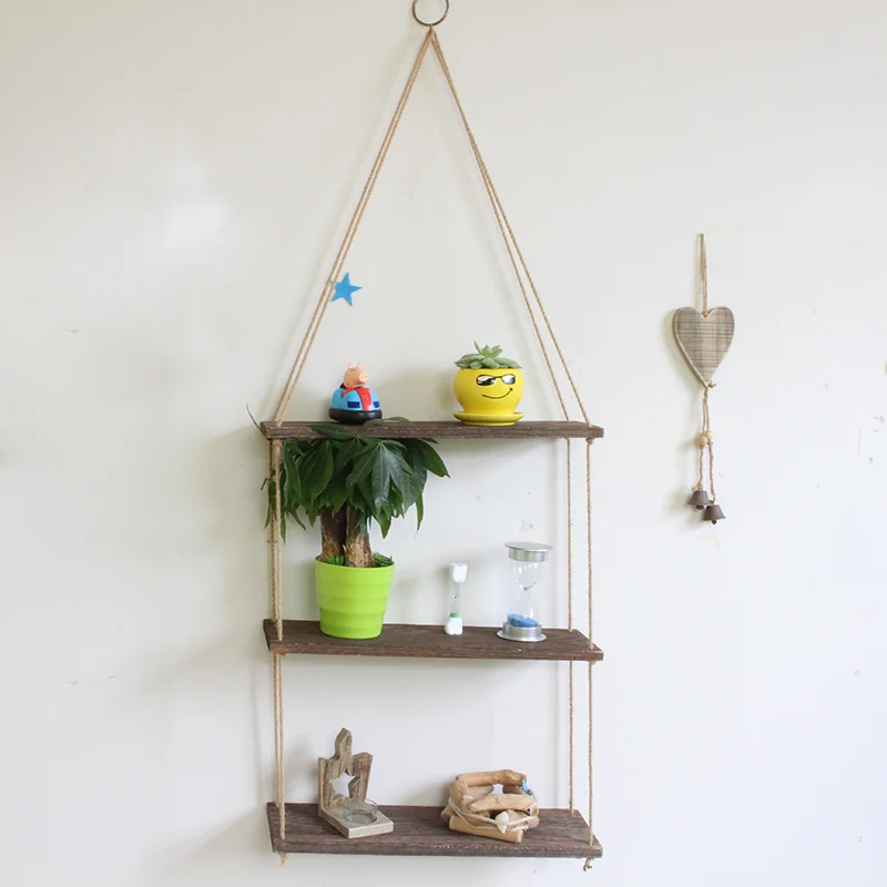Спот настенные качели полки для хранения деревянная подвесная полка джутовый