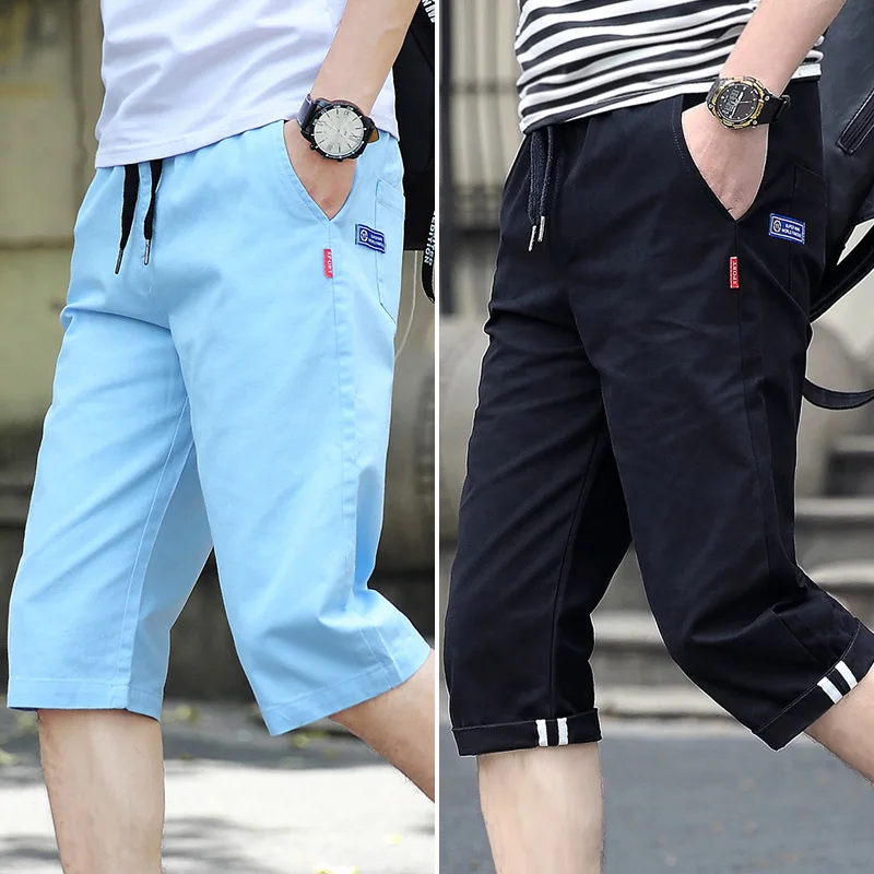 

summer popular logo shorts fashion 7 minutes of pants fit students youth summer beach pants absorbent cotton trousers