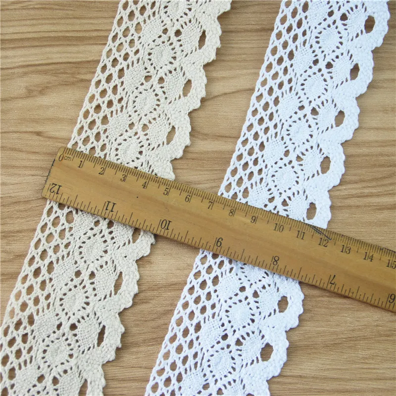 Хлопковая кружевная отделка 50 мм цвет слоновой кости белая ткань Швейные