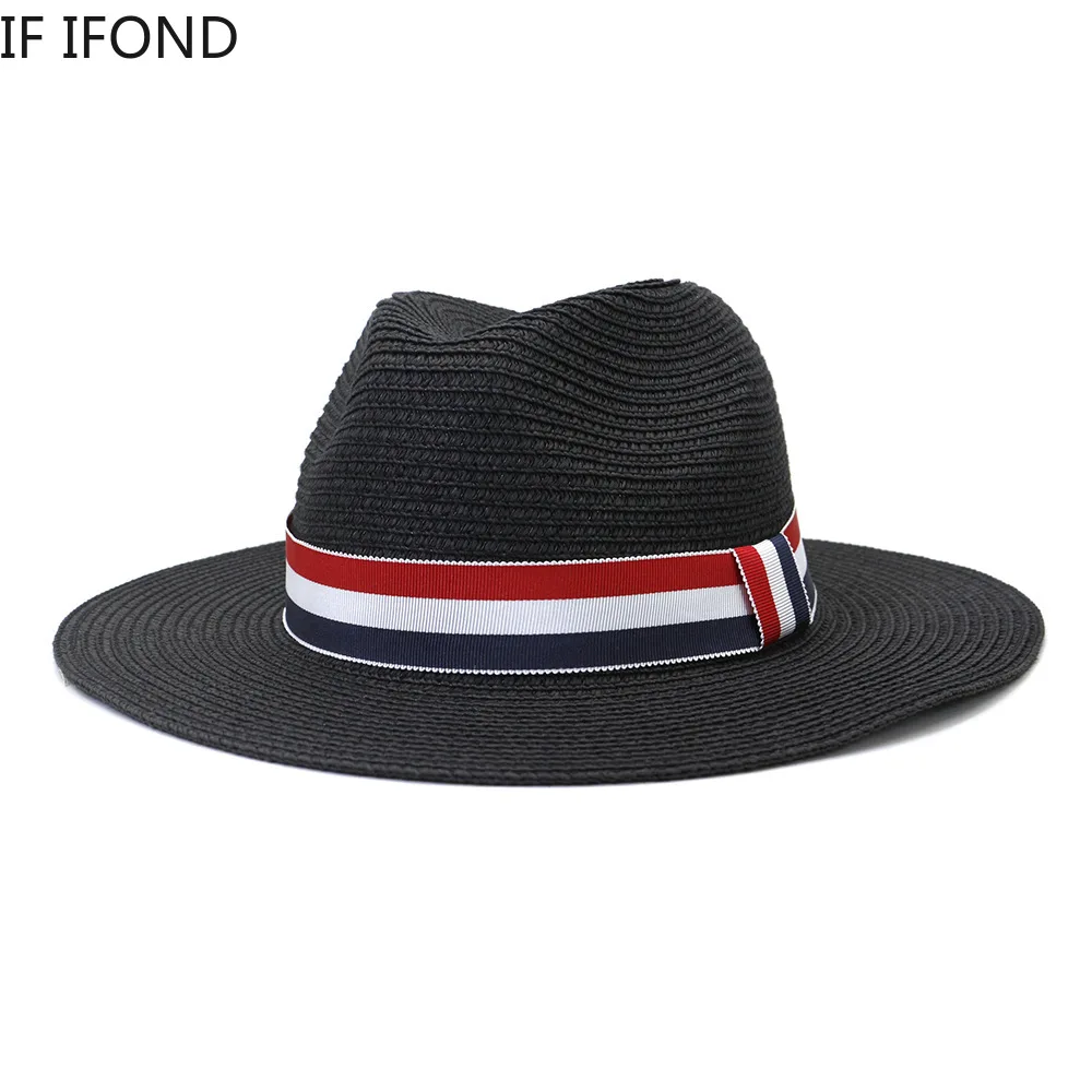 

Casual Summer Sun Hat 100% Paper Panama Beach Straw Hats Wide Brim Women's Outdoor Travel Jazz Hats