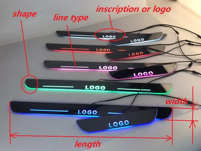 

Customized Led Moving Door Scuff Nerf Bars & Running Boards Door Sill Light Overlays Linings