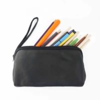 classic daily genuine leather women handbags bag purse lady zip pouch wristlet cosmetic pencil bag