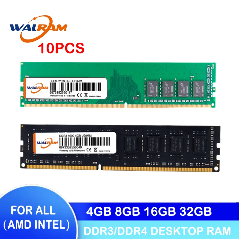

WAL ОЗУ 10 шт. DDR3 DDR4 ОЗУ память для настольного компьютера 4 ГБ 8 ГБ 16 ГБ 32 ГБ 1333 1600 2133 2400 2666 МГц Память ОЗУ для настольного компьютера для AMD intel