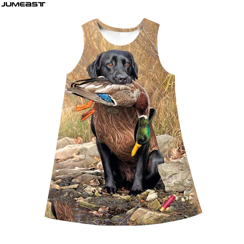 

Jumeast Brand Women 3D Printed Dresses Hip Hop Dog Hunting Hunter Duck Summer Fashion Sleeveless Dress Suspender Nightdress