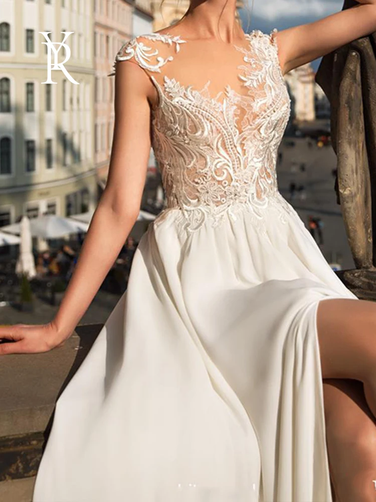 

Simple Wedding Dress Lace With Floor Length V-neck Full Sleeve Dresses Backless In Custom Mad plus size