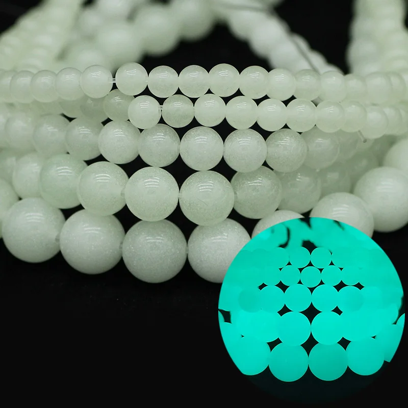 

Natural Stone Luminous Malachite Green Glow In The Dark Spacers 6/8/10/12MM Round Loose Beads For Jewelry Making DIY Bracelets