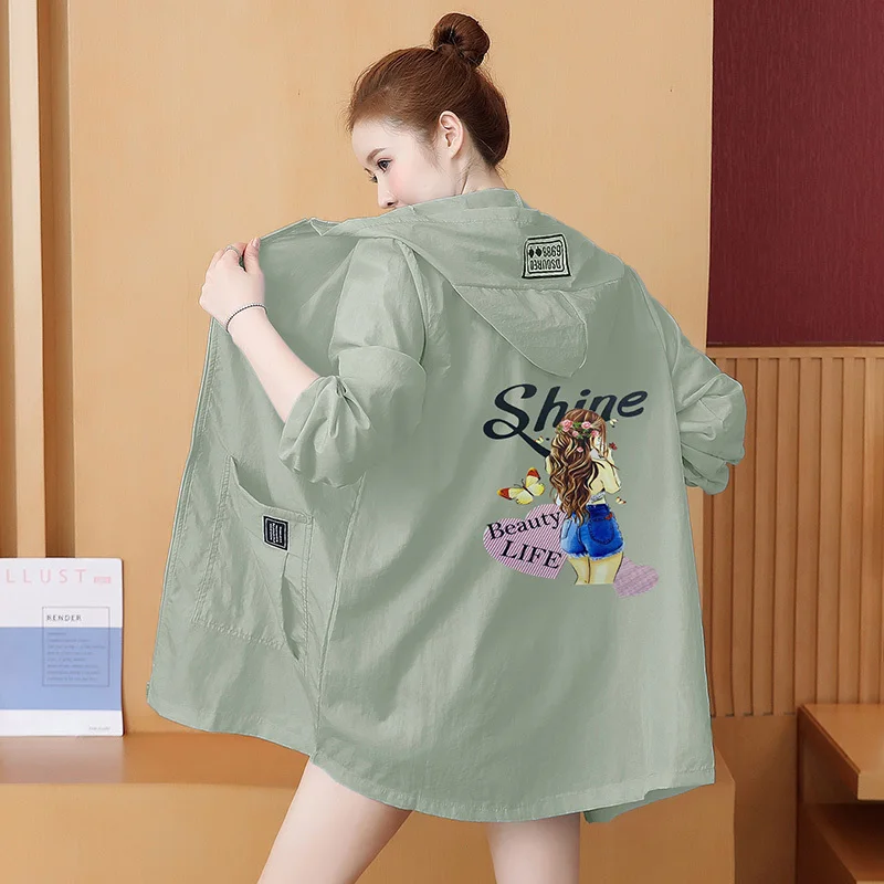 #5382 красная желтая синяя зеленая ветровка с принтом женское повседневное длинное