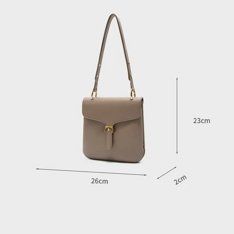 

Genuine Leather Buckle Flap Crossbody Bag Womem OL Simple Style Envelope Bag Cowhide Women's Sholder Bag 2020 Vintage Retro Purs
