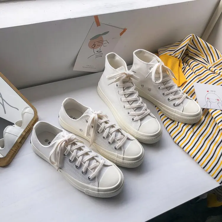 

New Female Summer New Student Korean Version of Harajuku Style Breathable All-match Sneakers Tide All White Canvas Shoes