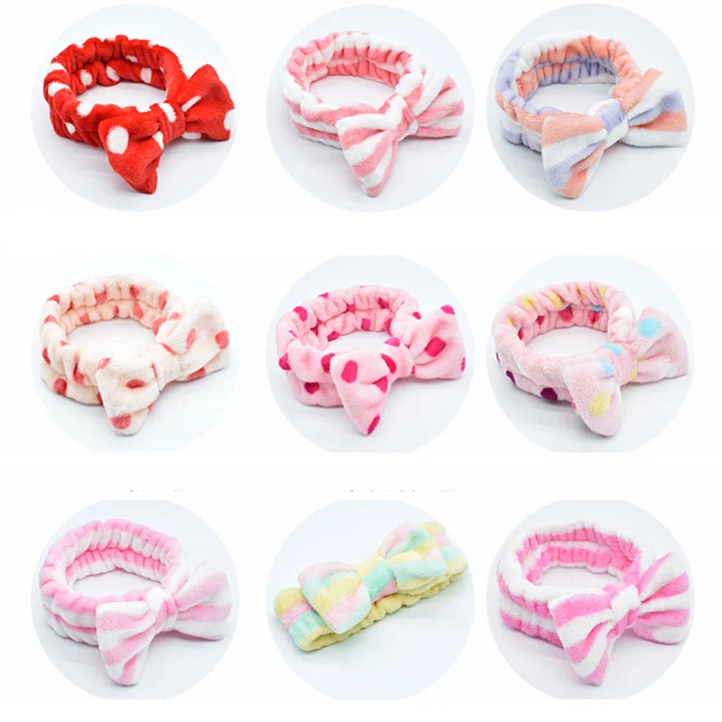 

Animal Ears Headband Wash Face Hair Holder Hairbands Soft Warm Coral Fleece Bow For Women Girls Turban Fashion Hair Accessories